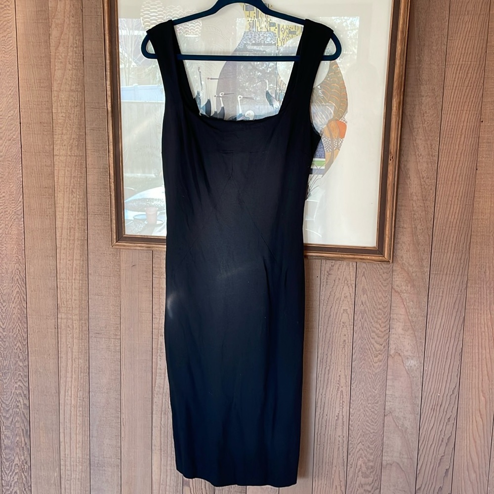Dolce and Gabbana Vintage Square Neck Black Midi Dress